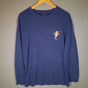 Polo Ralph Lauren Embroidered Bear with Football Blue Mens Sleepwear Thermal